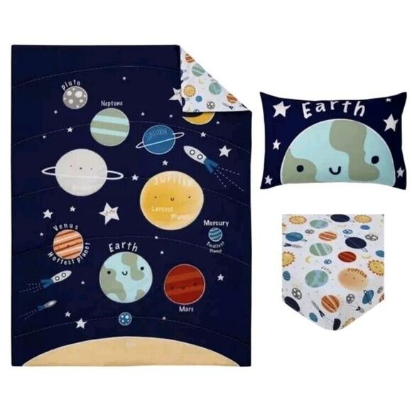 Parent's Choice Space Glow-in-Dark 3-Pc Toddler Bed Set, Comforter, Sheet OEKO - Picture 3 of 11